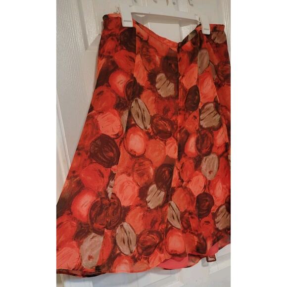Lane Bryant Womens Skirt Size 18/20 Red Orange Brown Floral Elastic Waist Pullon - Picture 2 of 4